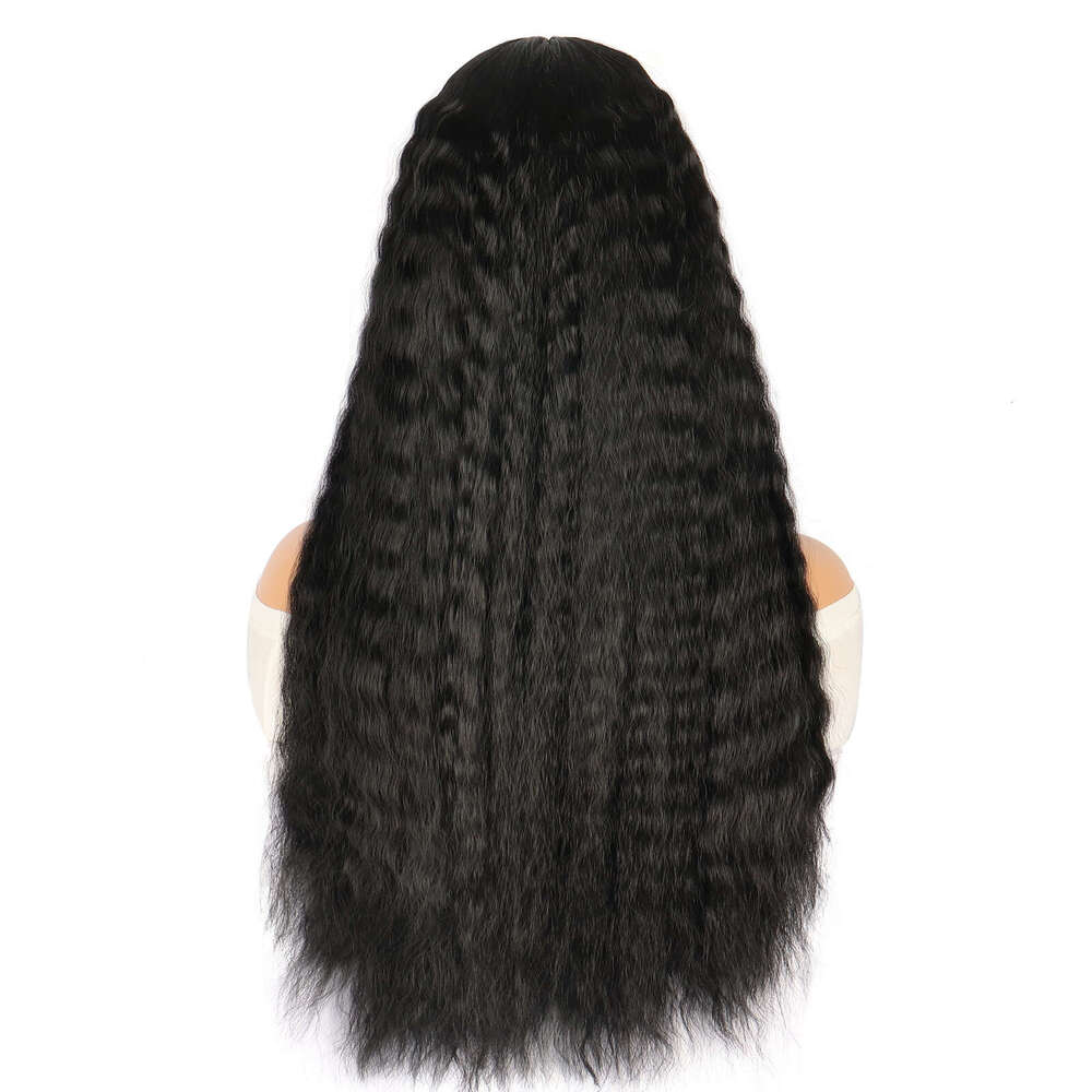 HD Front Lace Wig Front Lace Female Hand Hook Micro Long Curled Hair Synthetic Headset Deep Wave Wig Black