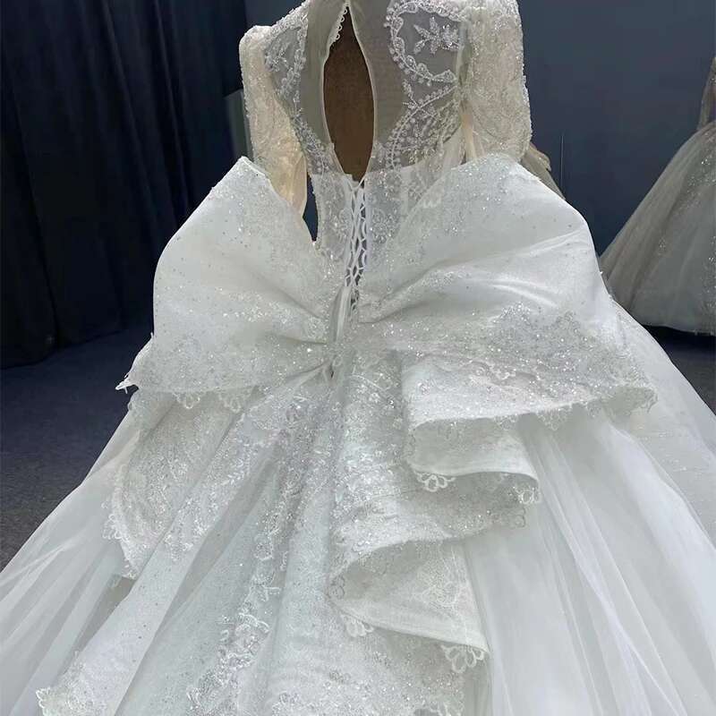 Custom Modern Dress Bride, V Neck Organza Ball Gown, Wedding Dresses For Women, Beads, Sequins, Lace, Robe Marriage