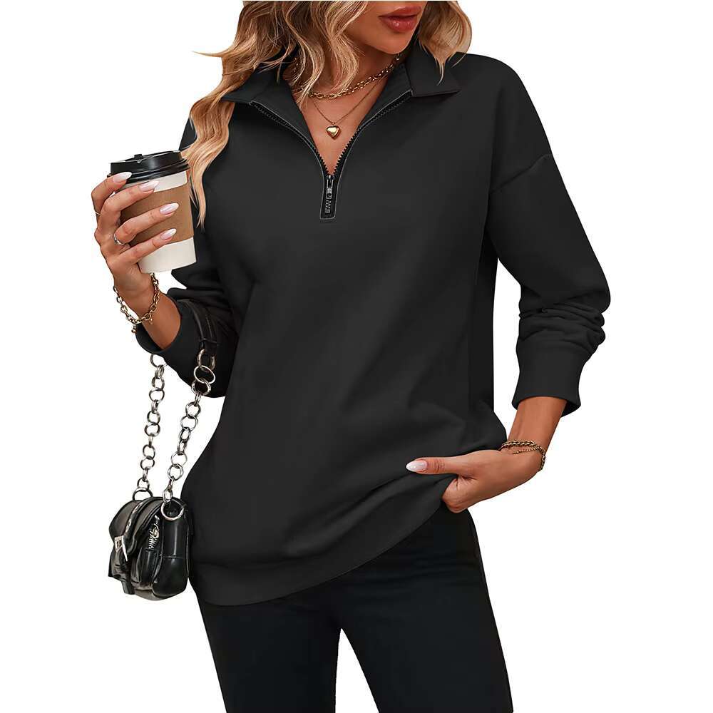 2025 New Arrival Womens Oversized Sweatshirts Hoodies Half Zip Pullover Fall Fashion Outfits Y2k Clothes Casual Knitted Printed