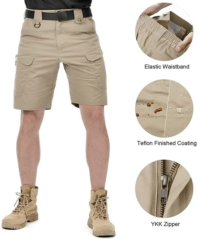 Including Belt Men HuntingShorts Upgraded Waterproof Quick Dry Multi-pocket Short Pants Outdoor Hunting Fishing Cargo Shorts 250225