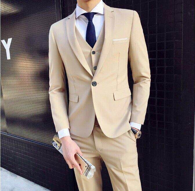 G227Elegant Korean-Inspired Slim Formal Suit Perfect for Grooms & Weddings