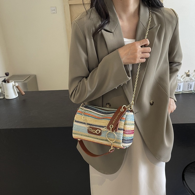 Spring summer super hot pillow women's 2025 new casual and stylish seaside vacation grass woven single shoulder crossbody bag #swissmilitary
