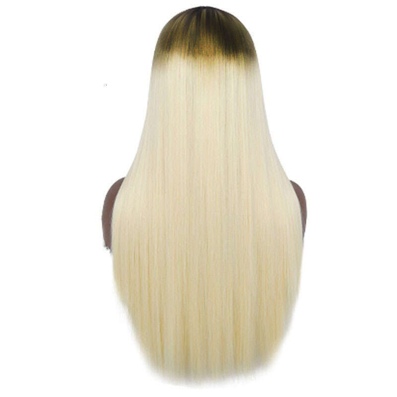 HD Front Lace Wig Front Lace Wig Women S Mid Length Straight Synthetic Full Head Cover Lace Wig Black Gradient Gold
