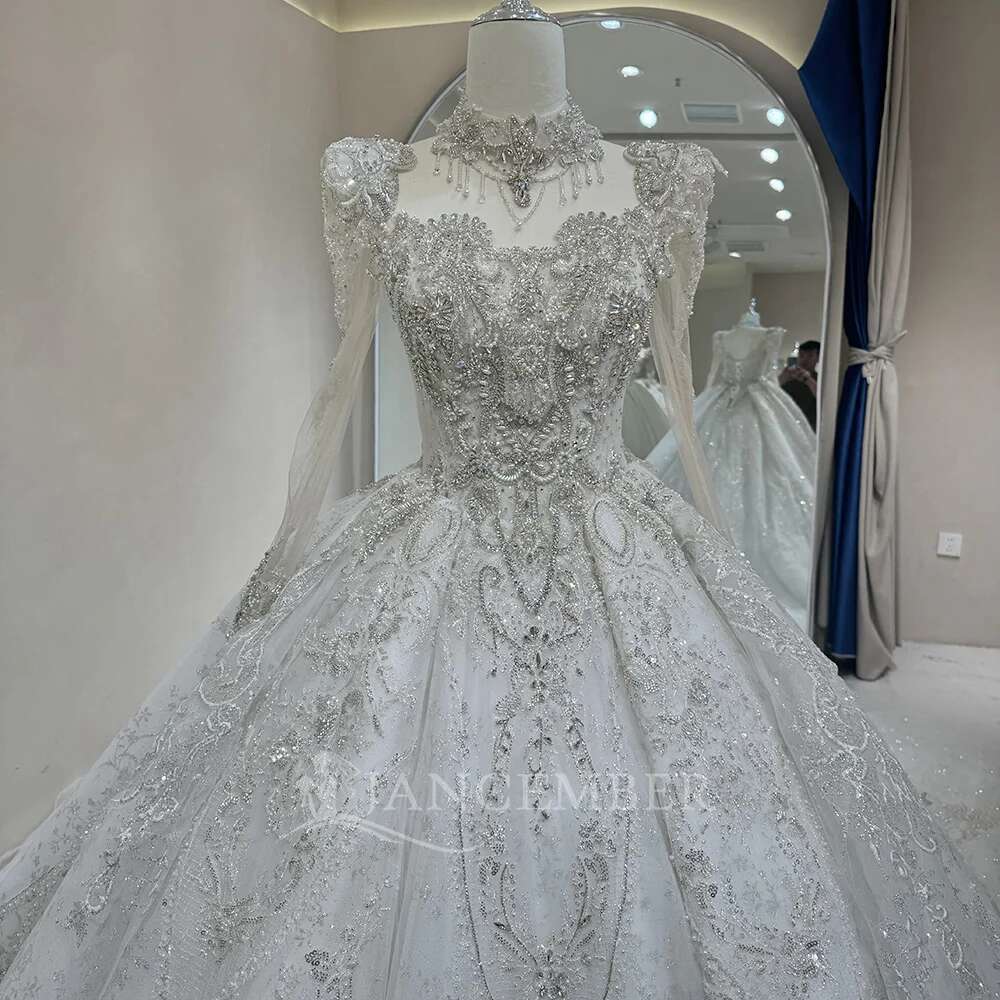Long Sleeves Women's 2025 High Quality Organza Surface New Ball Gowns Rubbing Length Custom Wedding Dresses