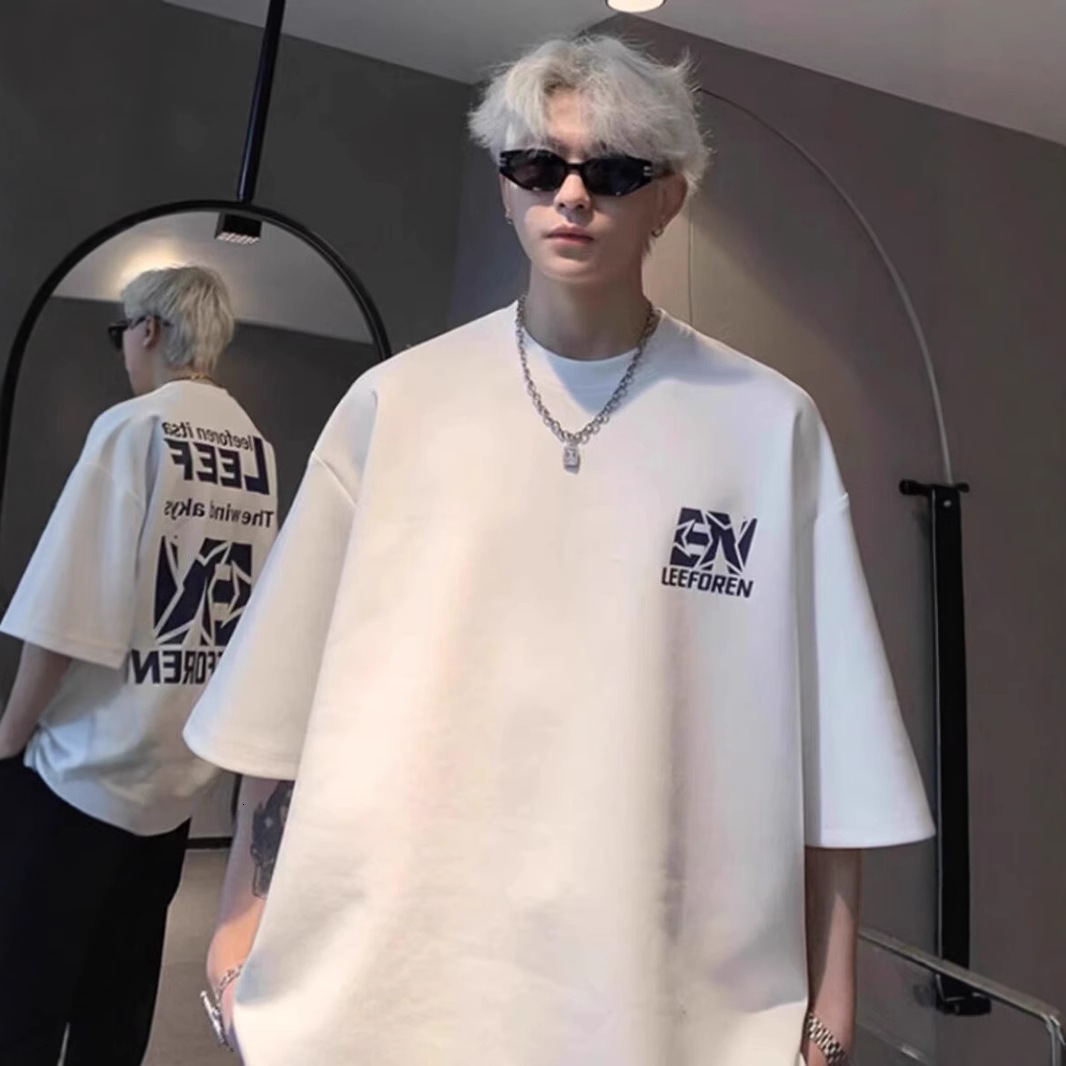 Designer's High-quality Pure Cotton High Street Short Sleeved Men's Summer Fashion Brand Printed T-shirt Loose Top Baidu Men's T-shirt