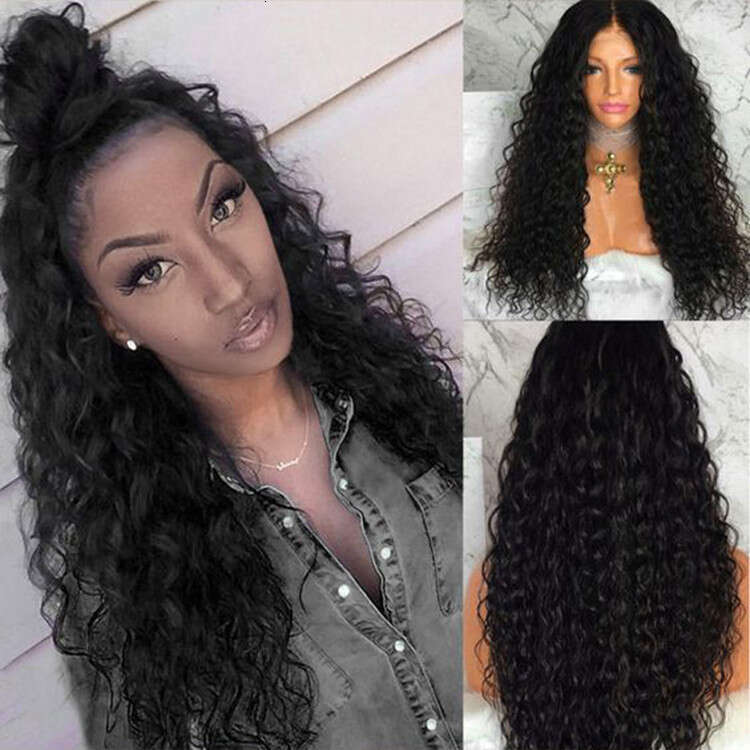 HD Front Lace Wig Black Small Roll Synthetic Wig With Half Hand Hook Front Lace Headband Selg Well