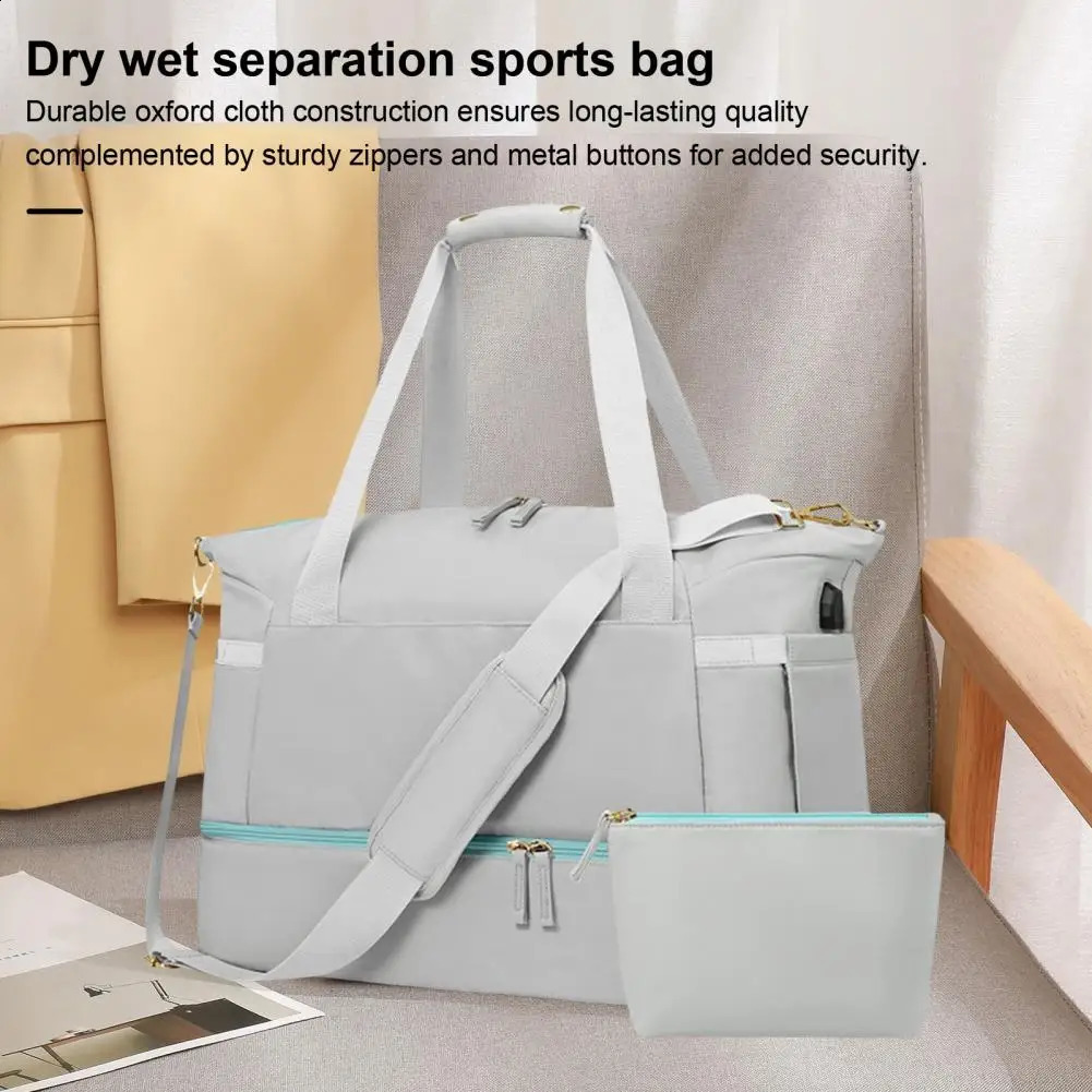 Ship from US Weekender Bag with Shoe Compartment Waterproof Wet Dry Separation Travel Bags Usb Charging for Yoga 250228FBB