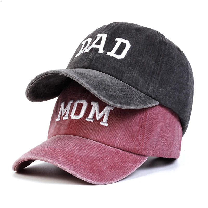 Unisex DAD MOM Letter Embroidery Wash Baseball Caps Spring and Autumn Outdoor Adjustable Casual Hats Sunscreen Hat 250218