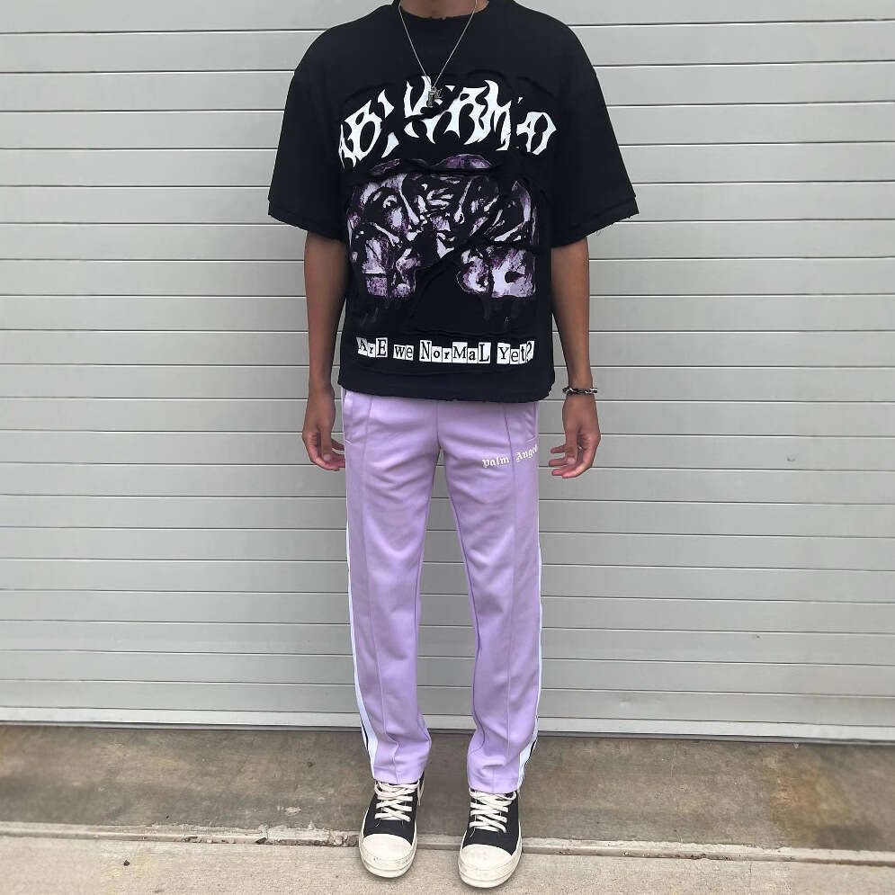 New trendy American street style summer patch embroidered unisex loose dark and funny pattern T-shirt