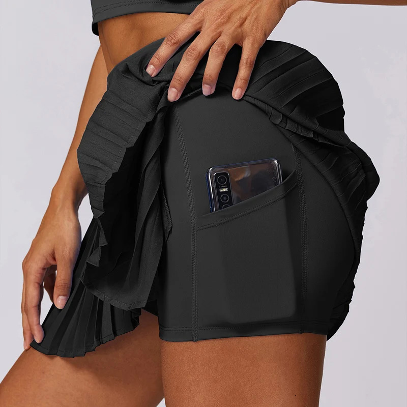 VITALINOVO Womens High Waisted Pleated Tennis Skirts with Pockets Tummy Control Casual Liner Skorts A Line Workout Golf Skirts 250224