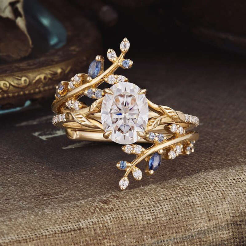 designer ring Copper inlaid colored zircon set, creative design, leaf ring, hot selling wedding ring accessories