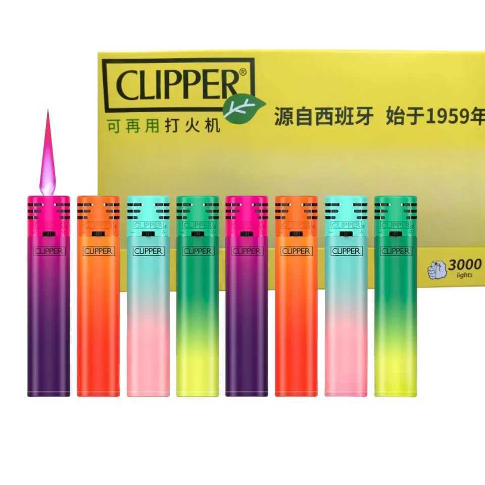 Spain Clipper Lighter Windproof Flame Nylon Jet Lighter Butane Gas Torch Lighter Smoking Gift For Men Cigarettes Accessories X250228