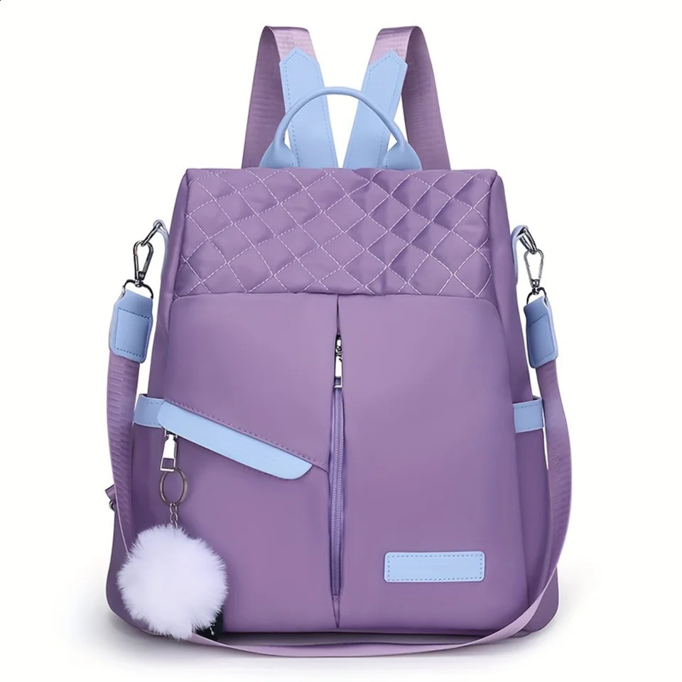 Ship from US Casual Oxford Cloth Backpack Purse Convertible Shoulder Bag Multifunctional Travel Schoolbag Daypack 250304FBB