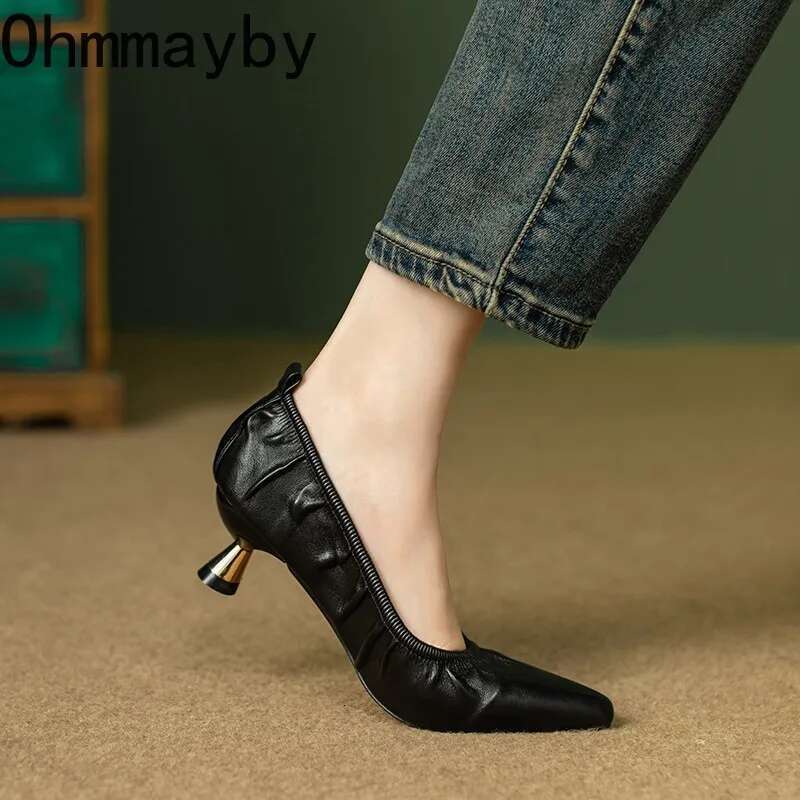 Retro Style Pointed Toe Women Mary Jane Fashion Shallow Slip On Spring Autumn Dancing Party Low Heel Shoes