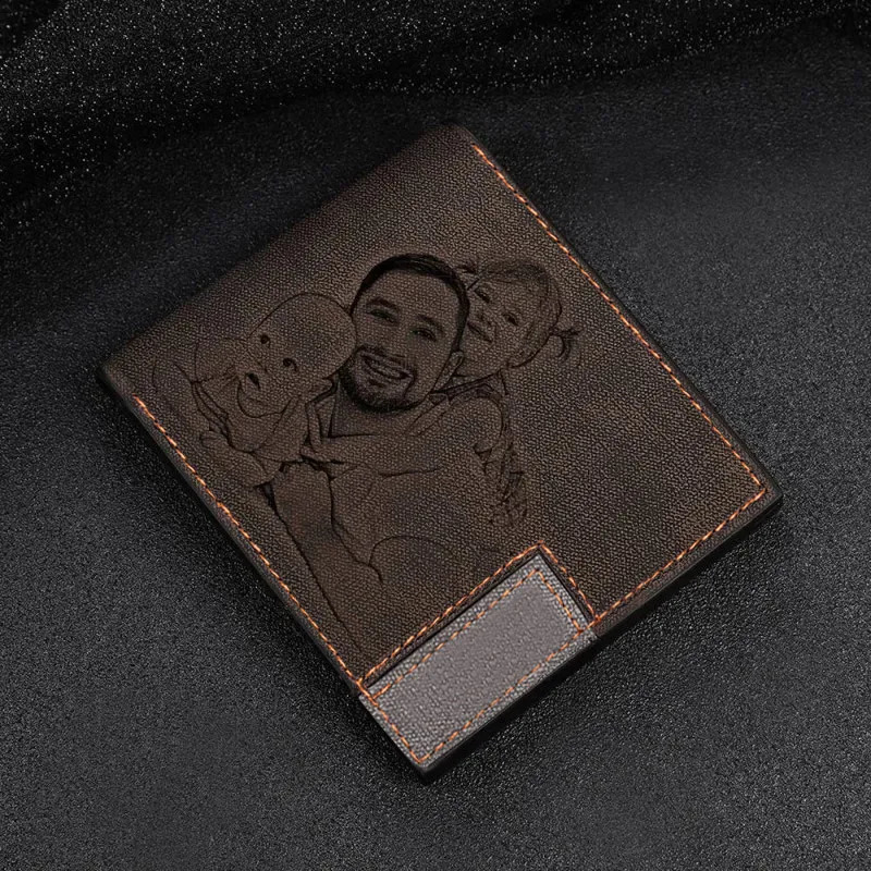 Ship from US Custom Picture Wallet Men Short Leather UltraThin Fashion Simple Diy Personalized Image Lettering Po Purse Fathers Day Gift 250228FBB