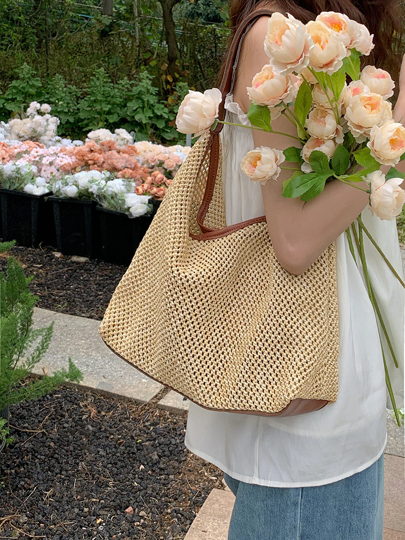 Handmade for women 2025 new trendy tote grass woven bag, versatile large capacity shoulder bag #swissmilitary