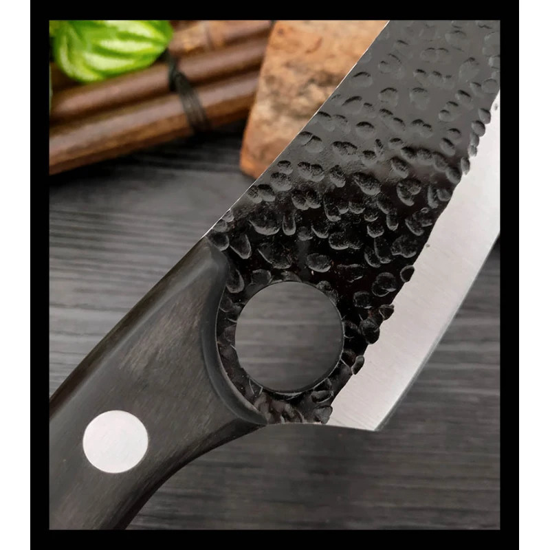 Hand-Forged Kitchen Knife Boning Knife Cleaver Sharp Split Slaughter Fleshing Boning Small Machete Solid Wood Handle 250225