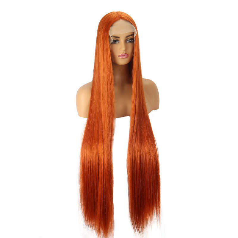 HD Front Lace Wig Front Lace Wig Women S Hand Hook Long Straight Synthetic Headband Lace Wig Ginger Orange Inches