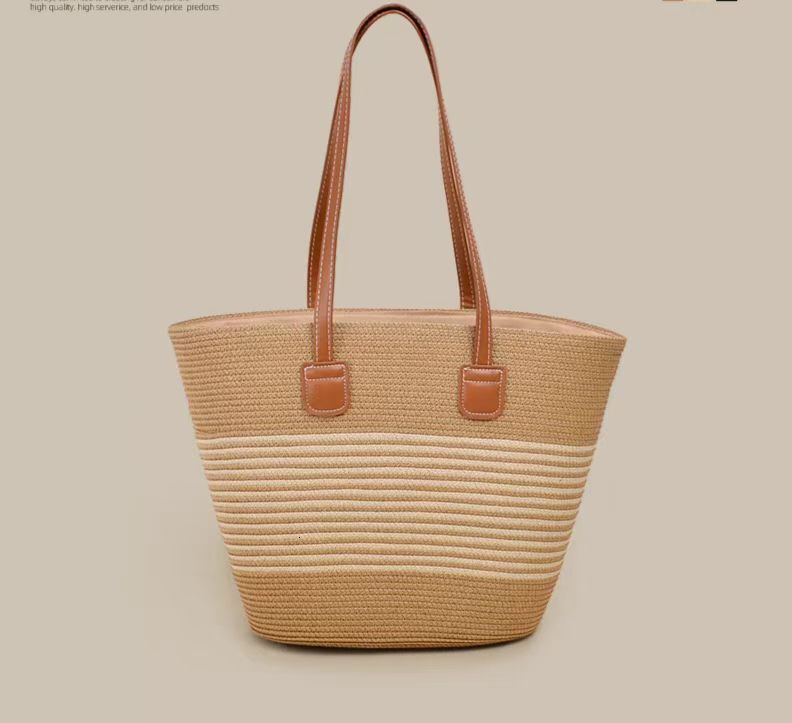 Grass bag for women, summer handbag, beach tote large capacity shoulder rattan woven grass bucket bag, trendy #swissmilitary