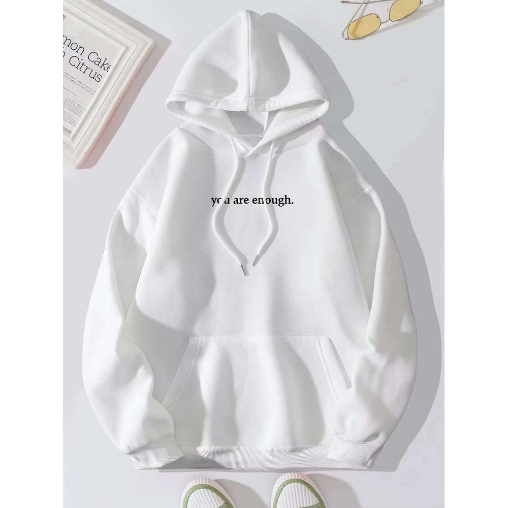 2024 Fall/Winter Fashion Women's Comfortable Print Pocket Drawstring Letter Pattern Hoodie