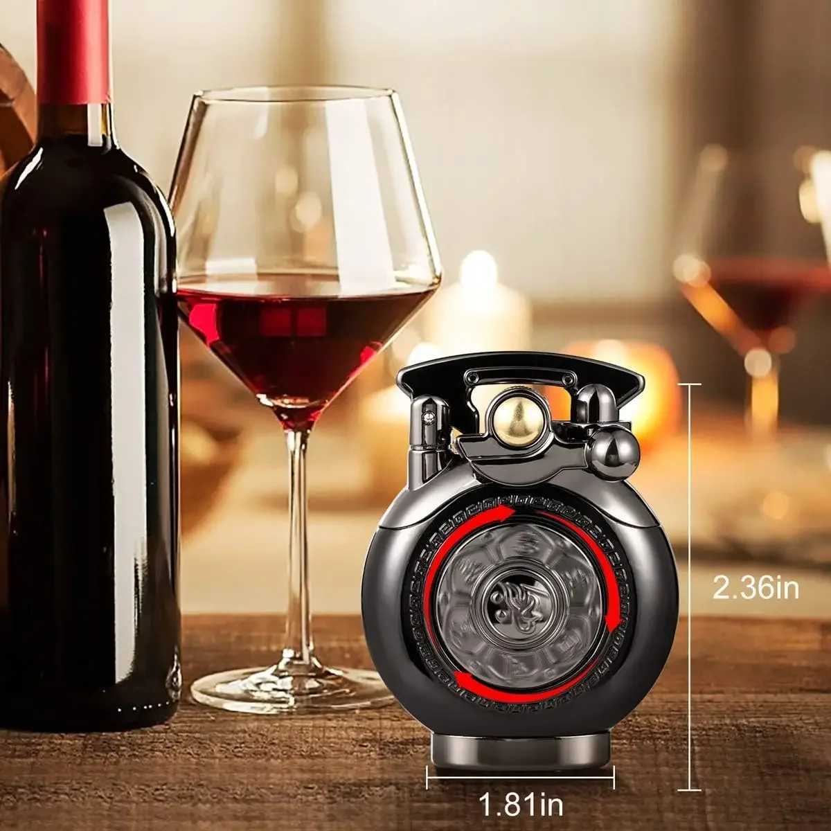Pure copper armor arm Kerosene lamp rotating gyroscope sculpture design cool lamp smoking accessories mens small tool Y250228