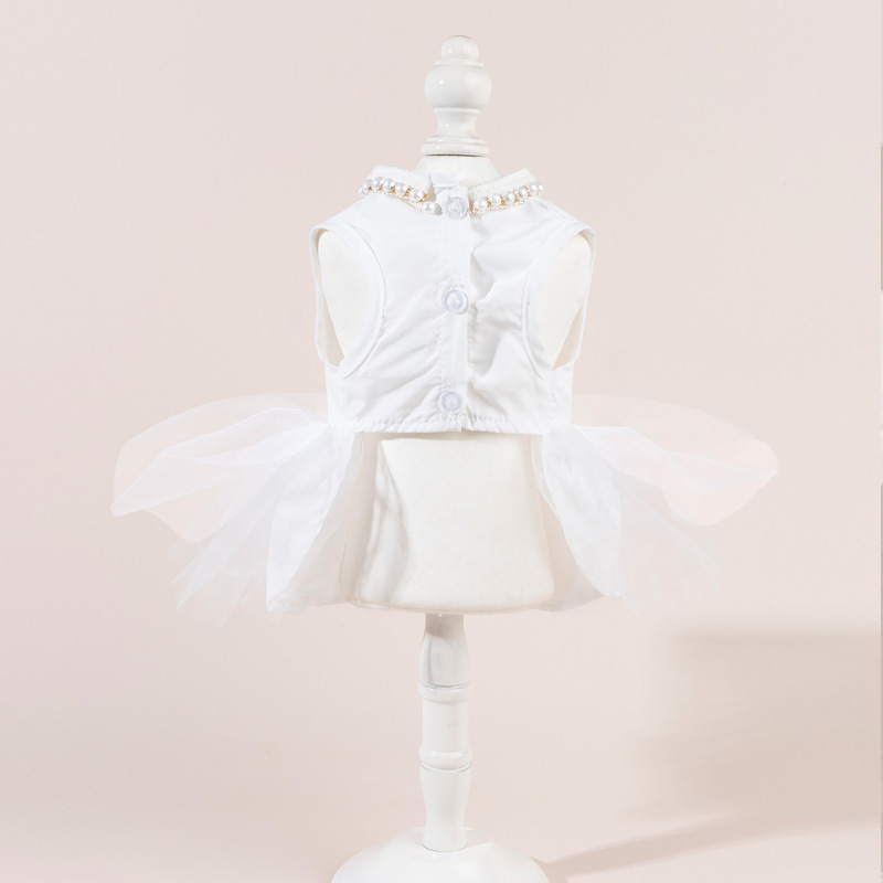 Stock Wholesale Luxury Designer Dog Wedding Dress Pet Clothes Gauze White Dress Sping Summer Dog Apparel