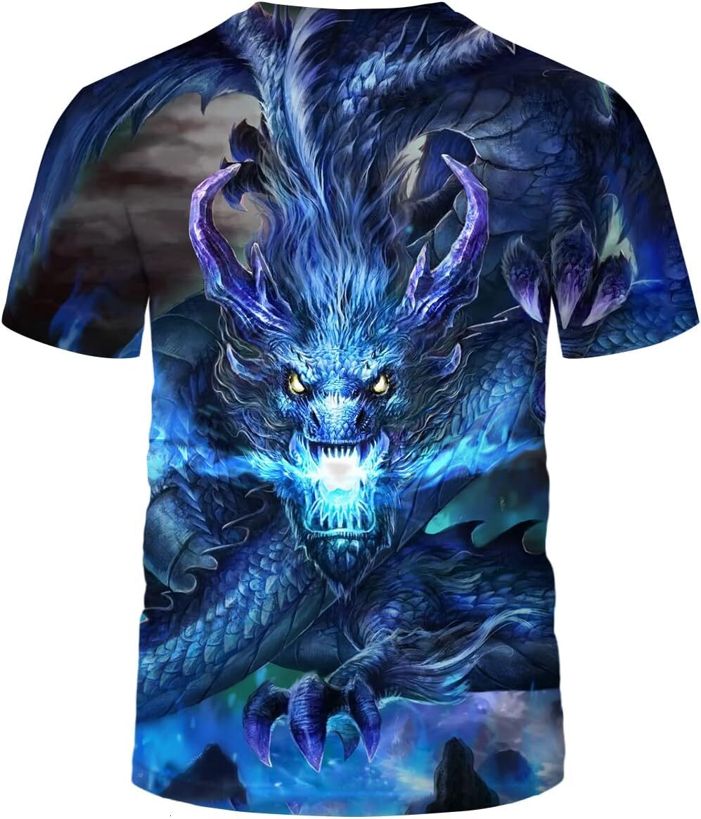 Mens T shirt Men's Dragon T Shirt Summer Short Sleeve Tees Tops Animal Theme Shirt Anime Graphic Shirt tee Casual tops summer clothes cool