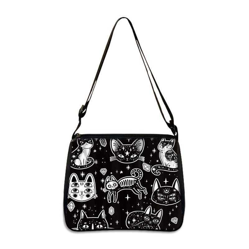 Polyester Underarm Bag Gothic Printed Handheld Shoulder Bag Bat Fashion Women's Portable Tote Square Bag 250215