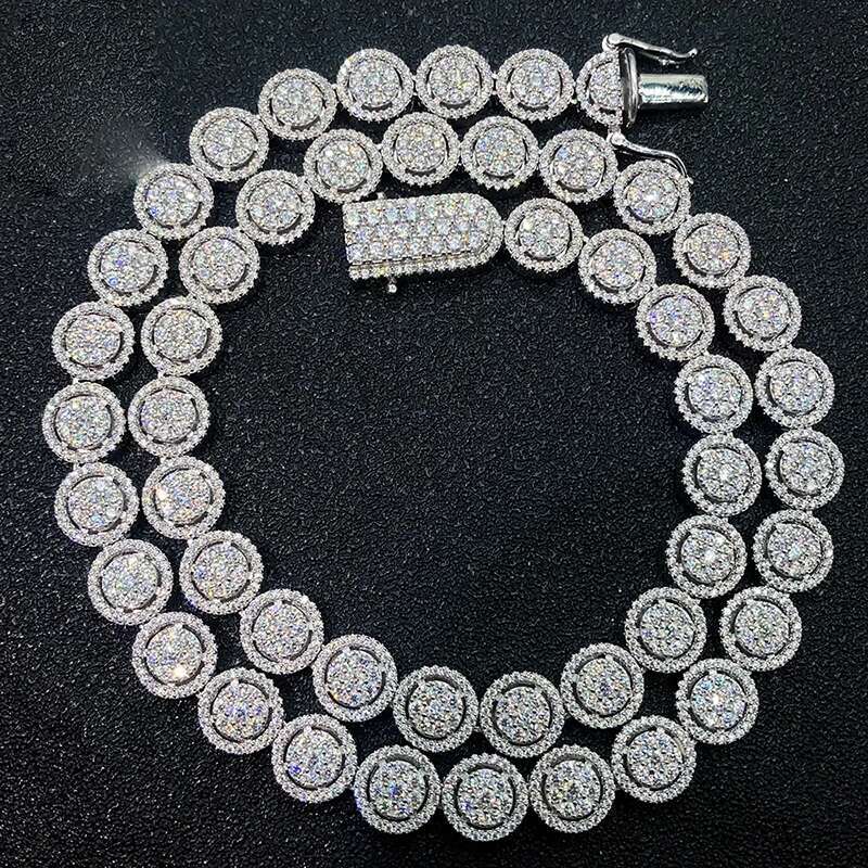 10mm Iced Moissanite Dia Cuban Tennis Chain Bracelet for Women Sterg Sier Plated Rhodium Fine Jewelry Pass Tester