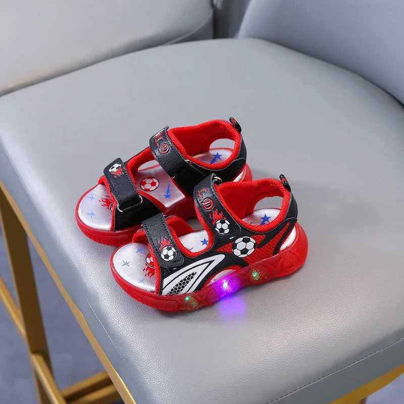 Kids Glowing Light Beach Shoes Childrens Shining Light Soft Bottom Sandals Kids LED Light Shoes Little Boys Sandals With Lights W250228