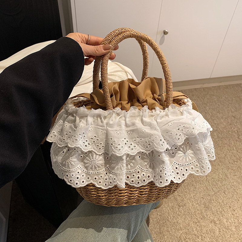 Weaving straw woven for women 2025 new summer versatile single shoulder beach vacation bag, high-end water bucket bag #swissmilitary
