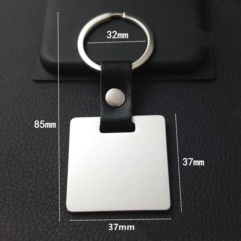 10pcs Stainless Steel Rectangular Key Chain Brushed Round Key Chain Business Gift Can Be Engrave 250221
