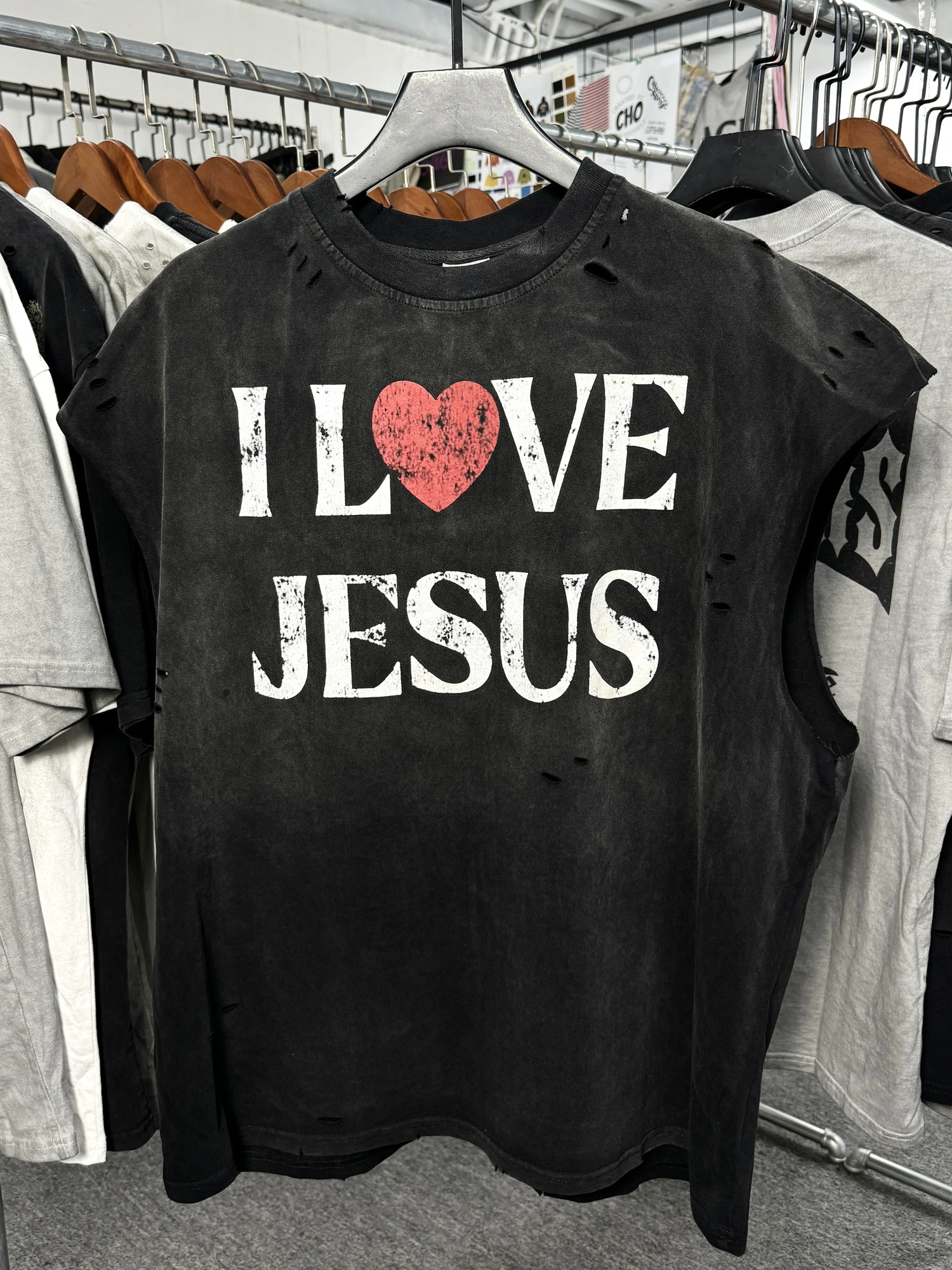 25ss Retro Vintage Cotton Vest Streetwear Oversize Tops Men Clothing I LOVE JESUS Graphics Print Sleeveless T Shirt For Men Y2k 250226