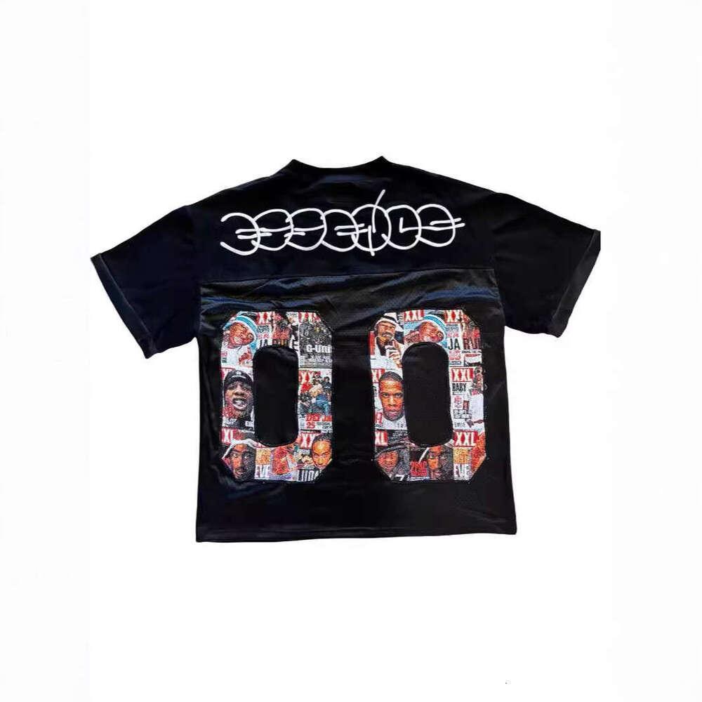 Summer New American Large Digital Character Printed Grid Transparent Loose Top Men's and Women's T-shirts