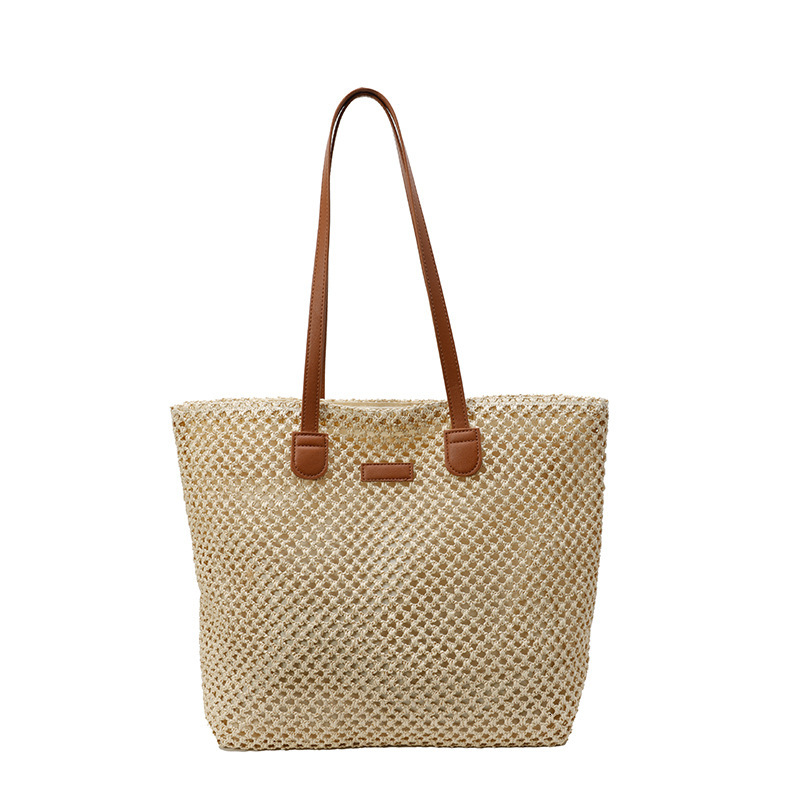 2025 new fashionable solid color stylish large capacity beach bag, summer grass woven shoulder bag #swissmilitary