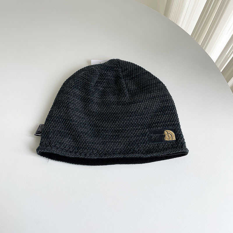 BeanieSkull Caps Adult autumn and winter doublelayer knitted hat with embroidered letters on both sides wool hat for cold protection and warmth cyclin