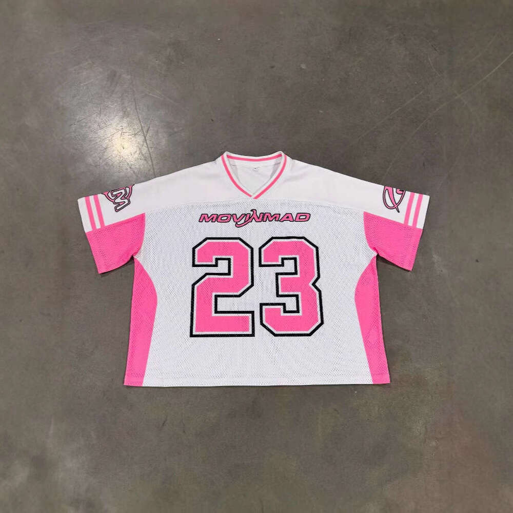 American style football suit, spicy girl sports style, contrasting color print, digital casual lazy loose T-shirt, unisex top