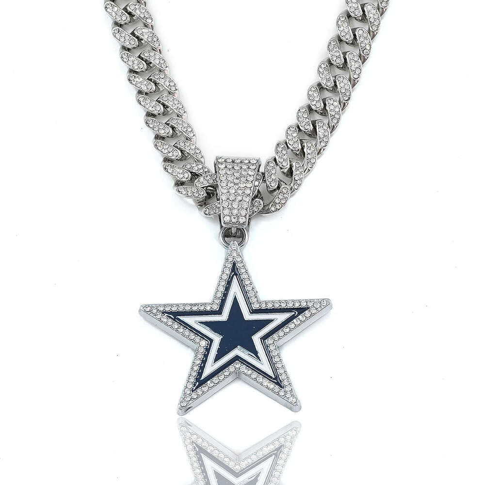 Fashion full dia blue pentagram necklace accessories, men's and women's personalized hip-hop pendant, single pendant