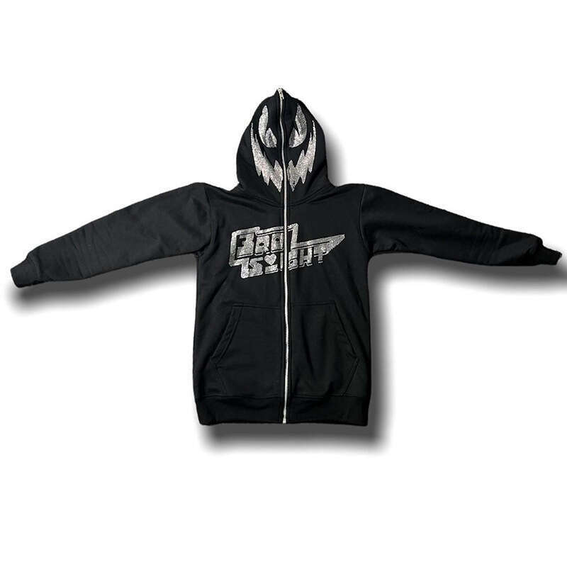 Street trend Y2K Gothic punk hip-hop fashion zipper digital printed couple hoodie