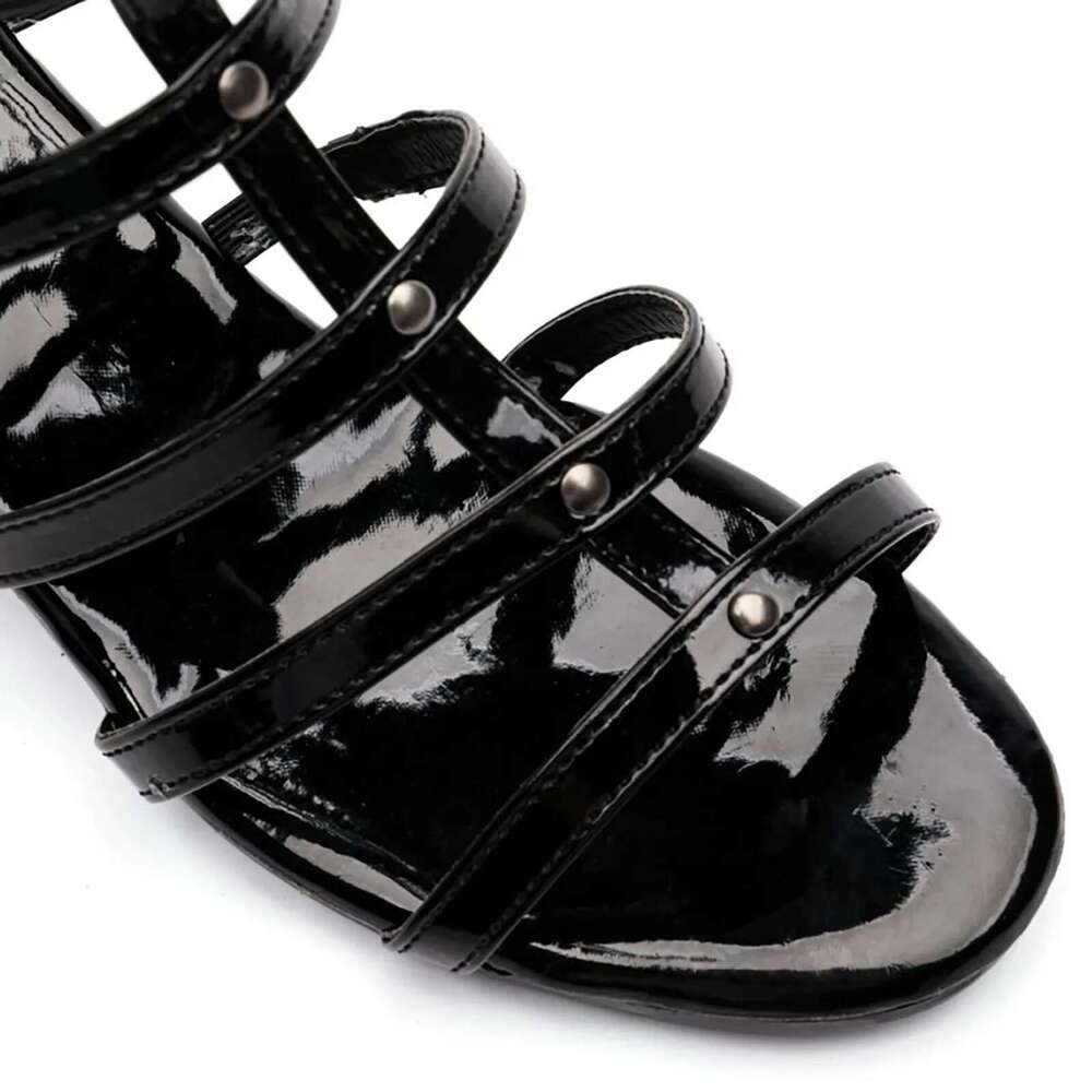 Summer Long Knee Length High Heeled Hollow Back Zippered Roman Sandals For Women Sandalias De Mujer Verano