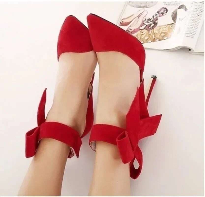 Women Pumps Fashion Bow High Shallow Classic Pointed Toes Heels Stilettos Empty New Jazz Dance Wedding Shoes