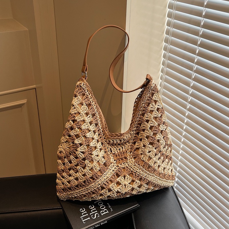 Lazy style woven tote big for women in spring and summer 2025, new large capacity shoulder bag, vacation beach bag #swissmilitary
