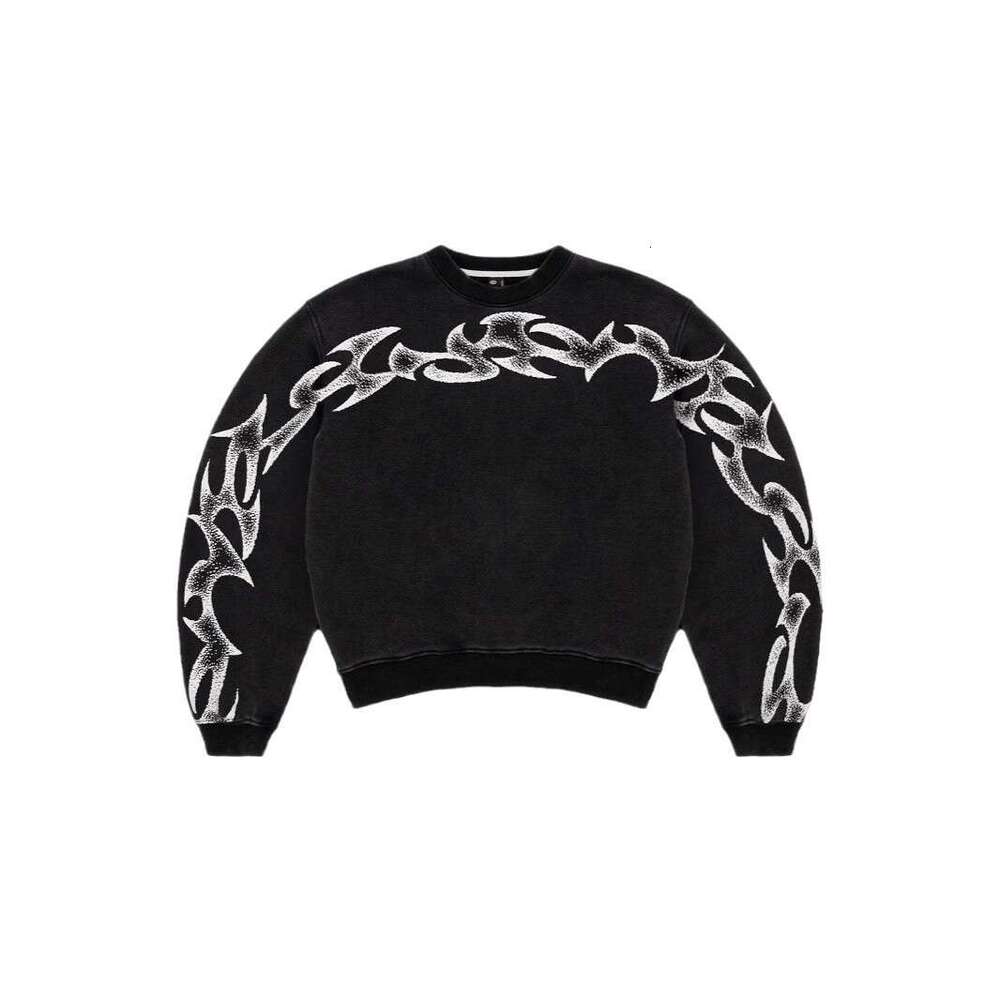 Oversized American street round neck sweatshirt, dark gothic couple pullover top gift for man