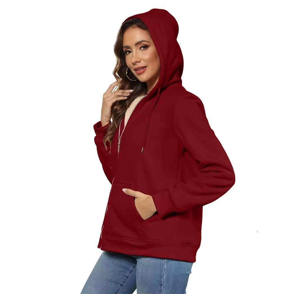 Plus Size Womens Fleece Zip Up Casual Ed Hoodies