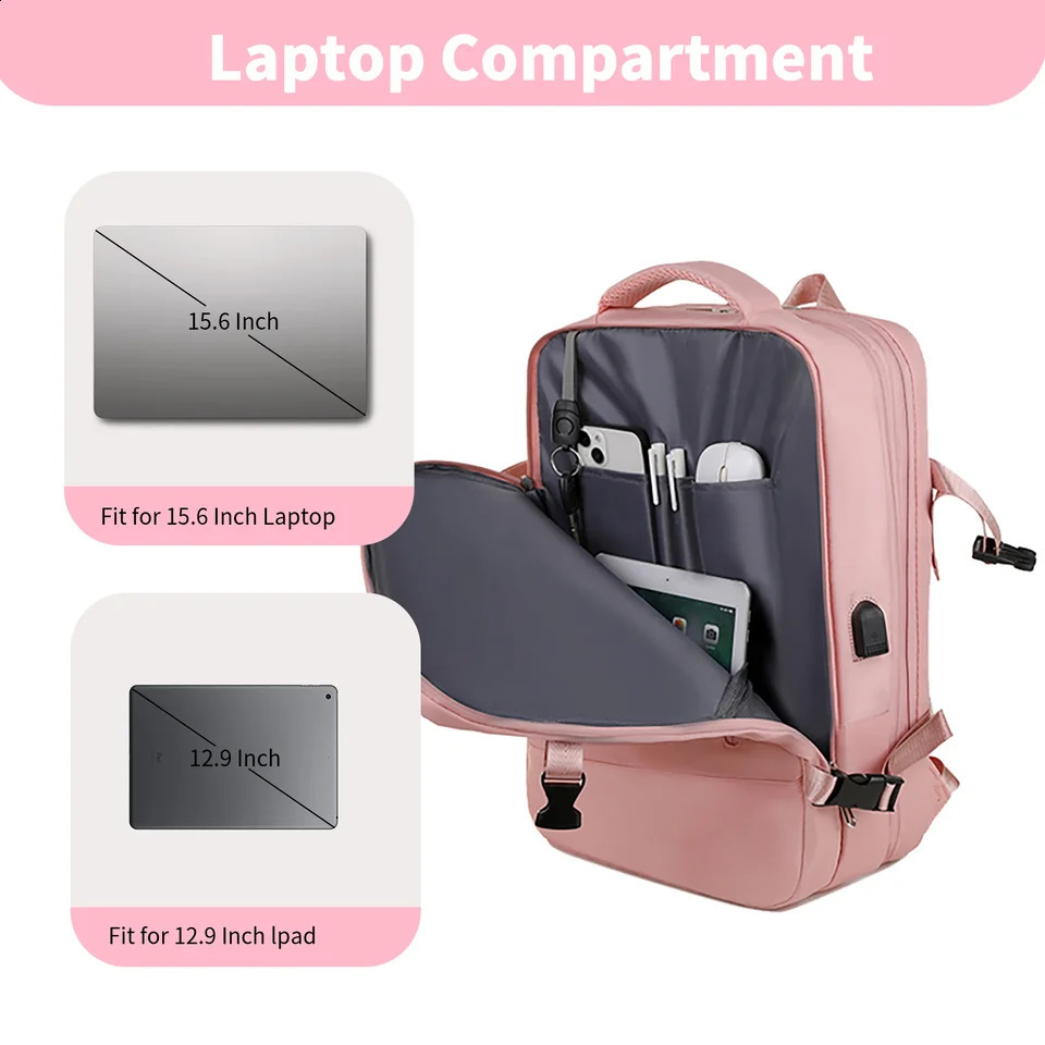 Ship from U.S. Travel Backpack for Women Man Large Capacity Carry On Luggage Travel Bag with USB Charging Port Personal Item Backpack 15.6inch 250228F