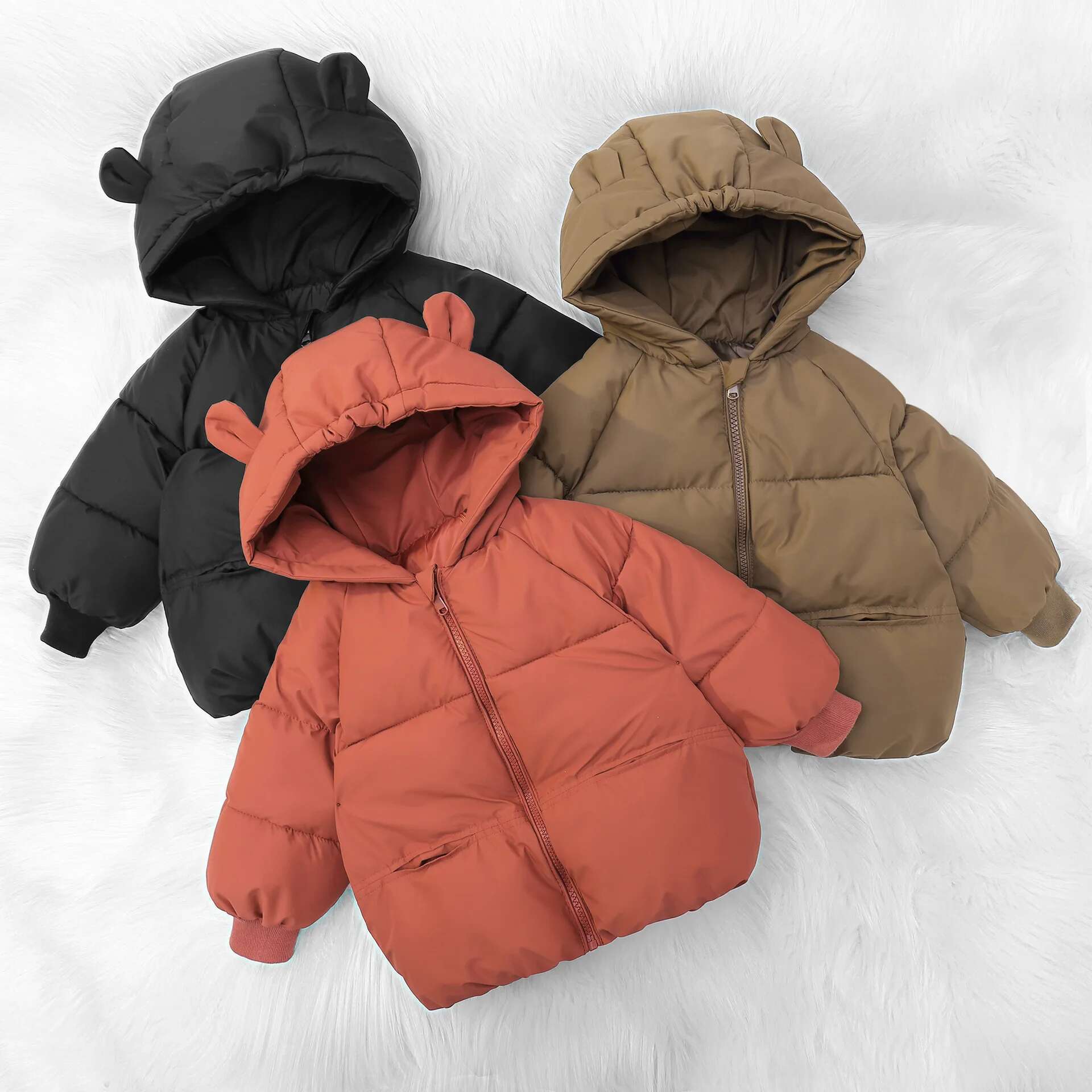 Ddmyshoesvip Autumn Winter Kid Thicken Fashion Cotton Coat Boy Children Solid Cardigan Hooded Long Sleeve Tops Girl Baby Warm Casual Jacket