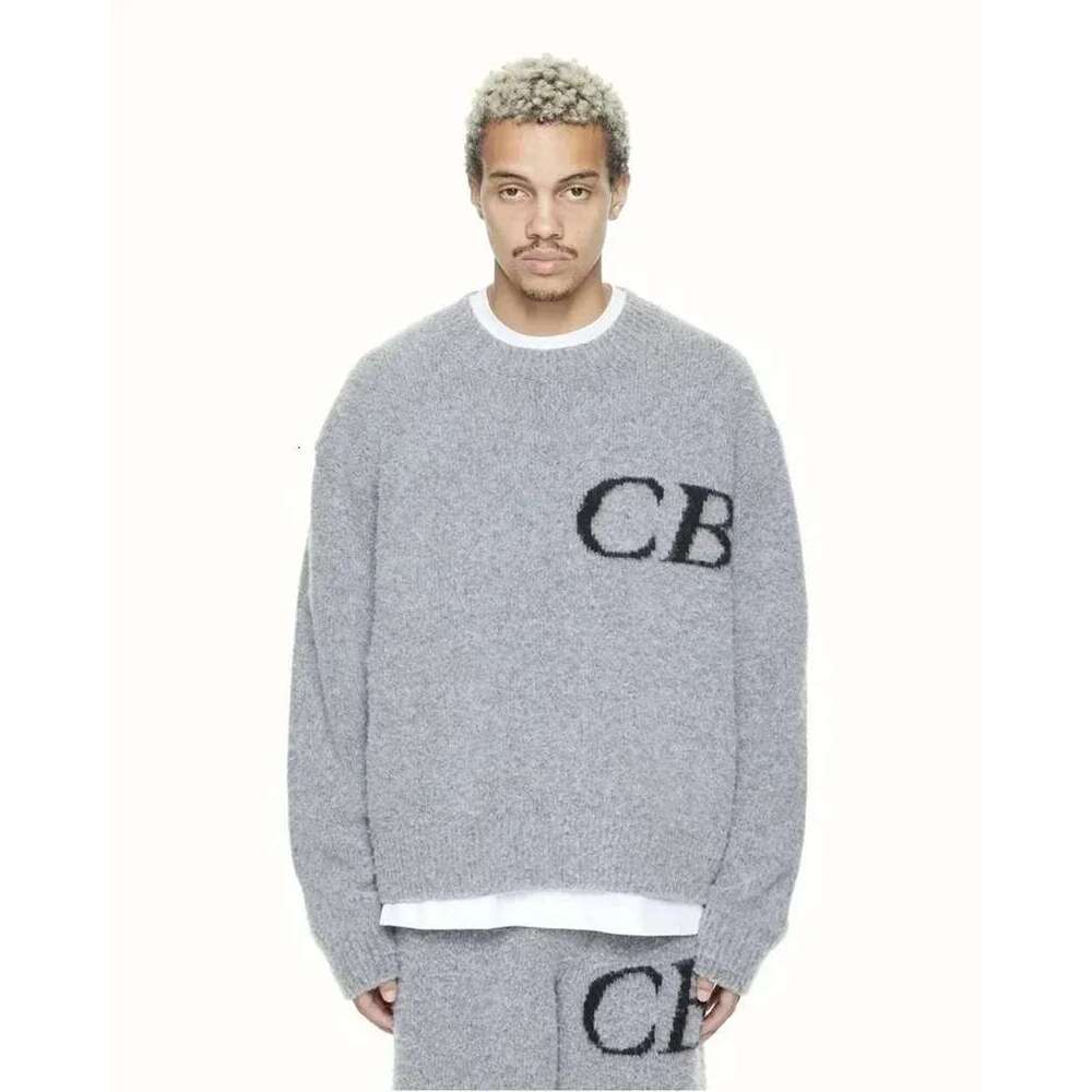 24Ss Oversized CB Sweaters Top Quality Jacquard Crewneck Knit Pullovers Pure Cotton Casual Women Men Sweater