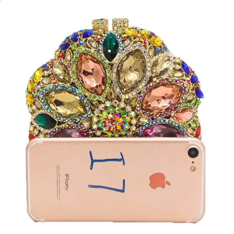 Ship from US Boutique De FGG in stock Round Circular Women Crystal Clutch Evening Bags Rhinestone Wedding Party Handbags and Purses 250303FBB