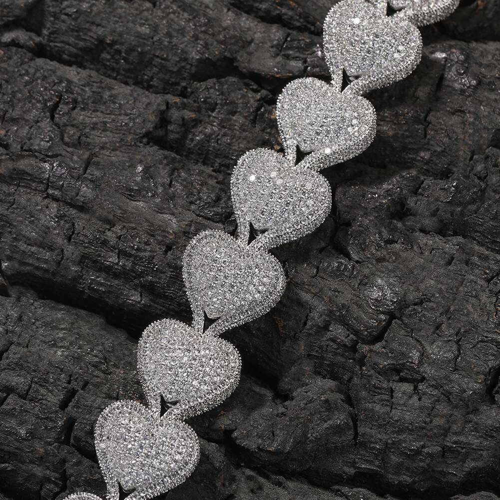 Uwin Heart Chain Necklaces For Women Full Pave Cubic Zirconia Iced Out Fashion Personalized Hiphop Jewelry Necklace Gifts
