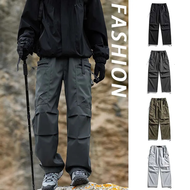 Autumn Mens Cargo Hiking Pants Waterproof Windproof Trousers Outdoor Camping Antifouling Sport Pants Fishing Cycling Trip 250227